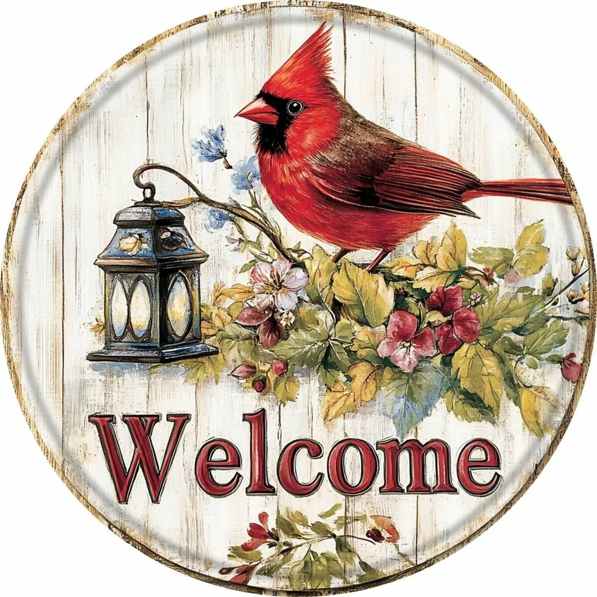 Ретро тин-сайн с кардиналом 