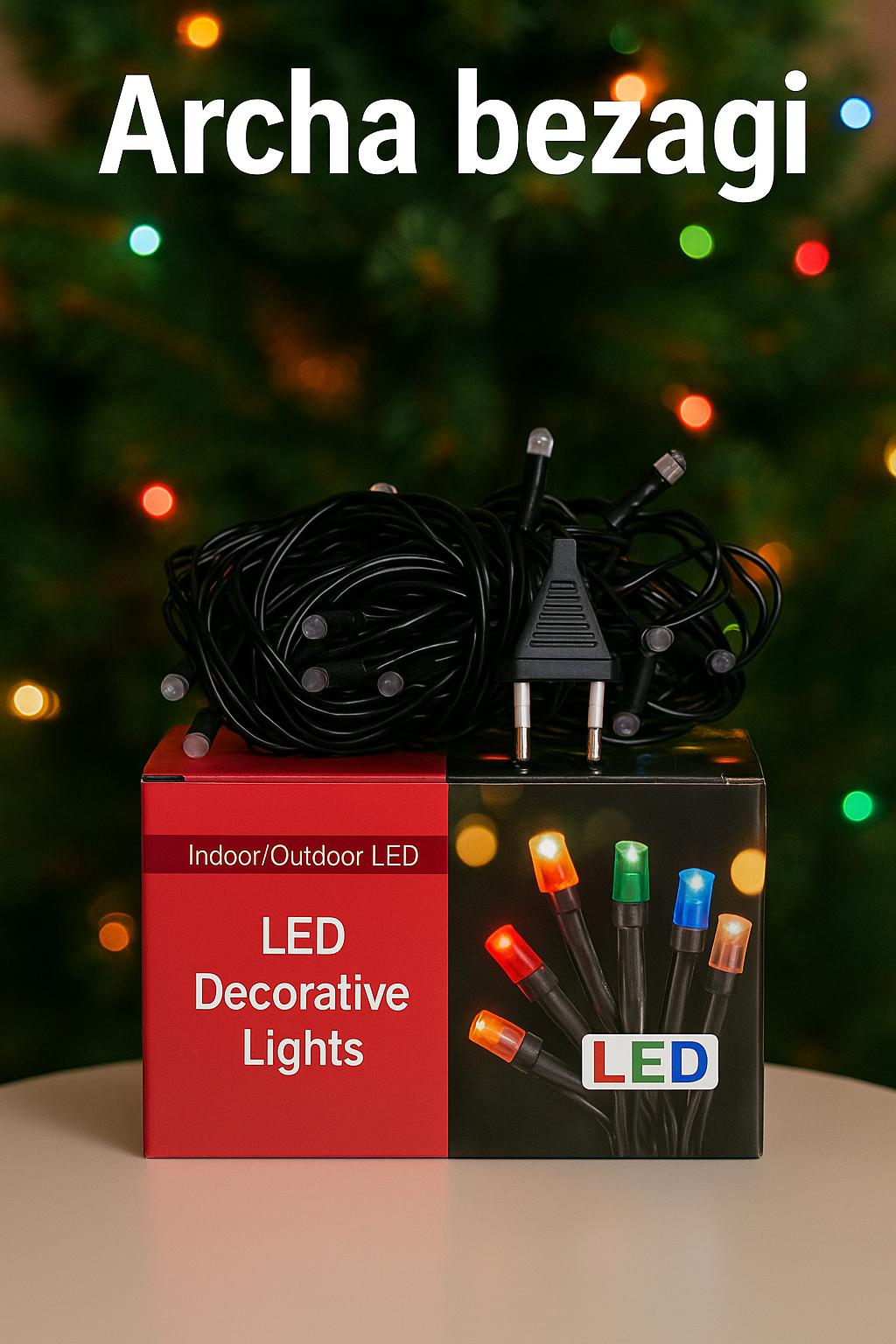 Гирлянда роса - мишура светодиодная, хвойная лапа, , цвет желтый