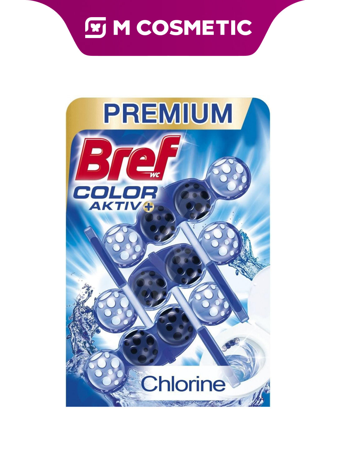 Туалетный блок BREF Color Aktiv, для унитаза, свежий аромат зелени, сменный