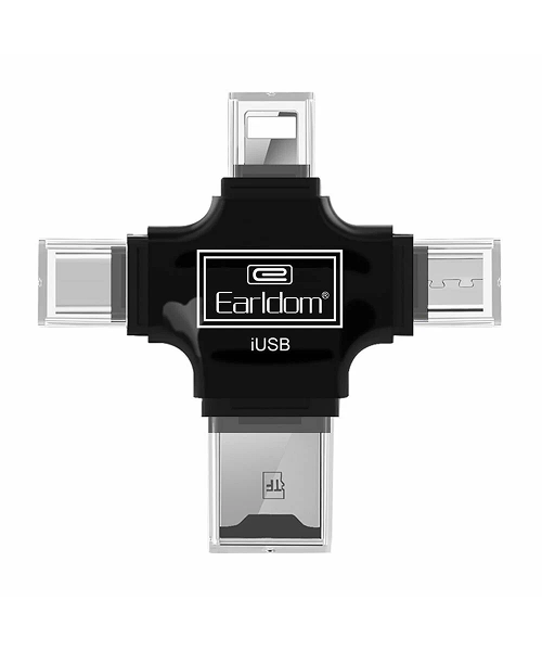 Картридер Earldom ET-OT20 Lightning 8-pin, Type-C, MicroUSB на MicroSD, черный — фото 1