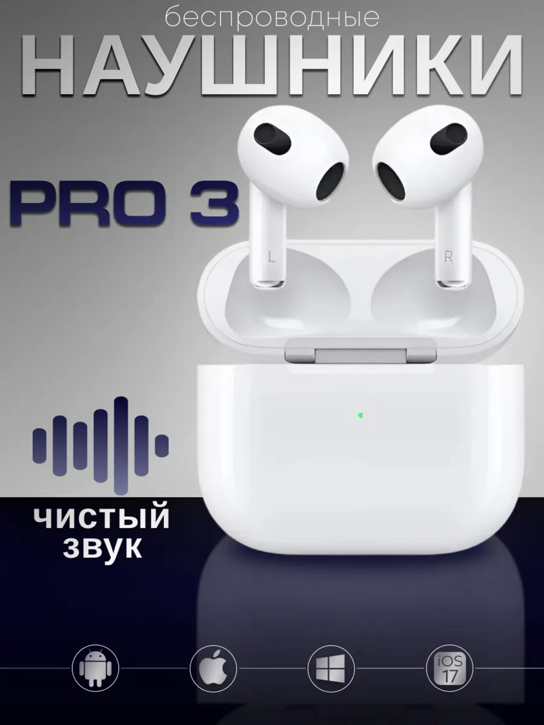 Наушники беспроводные APPLE AirPods 3 Premium, для iPhone и Android, сенсорные