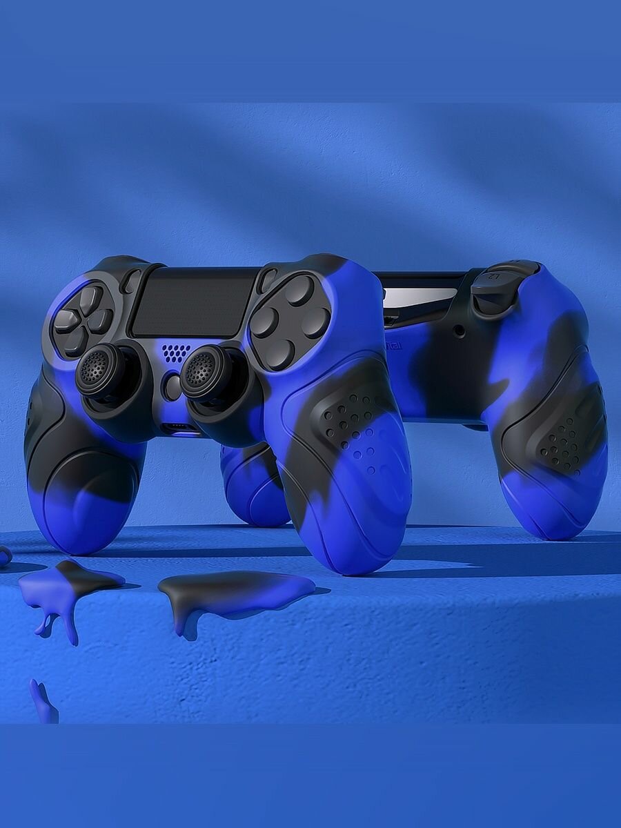 PlayVital Чехол для геймпада PS4 Guardian Edition, силиконовый антискользящий защитный чехол с накладками на стики для DualShock 4 Slim/Pro