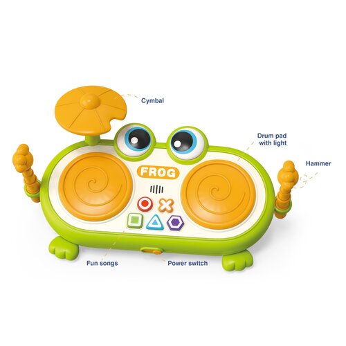 Детская музыкальная развивающая игрушка барабанная установка Junca Лягушонок
