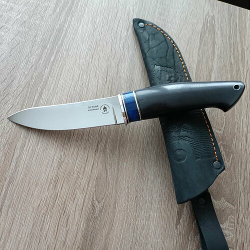 фото Нож разделочный шкуросъемный, сталь х12мф кованая 61-62 hrc, с чехлом ратник