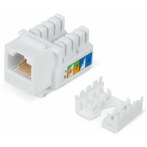 фото Модуль cabeus kj-rj45-cat.5e-90 (вставка) keystone jack rj-45, категория 5e, заделка тип 110, белая
