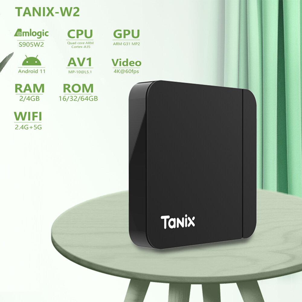 Смарт ТВ приставка Tanix W2 Amlogic S905W2 Андроид11.0 4Гб/ 32Гб Поддержка H.265 AV1 Двойной Wifi HDR 10