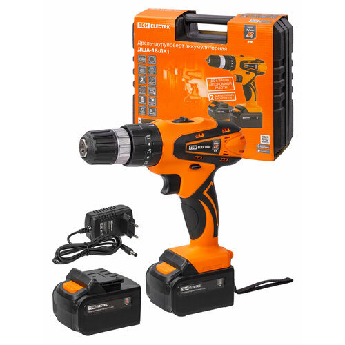 Дрель-шуруповерт акк ДША-18-ЛК1 18 В 2 Ач Li-Ion 2 шт 32 Нм 0-1400 обмин кейс Рубин TDM 5399₽