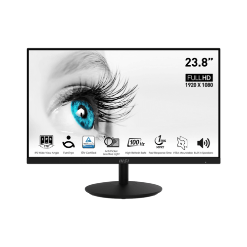 MSI Монитор LCD PRO MP242A 238 169 1920х1080FHD IPS nonGLARE 100 Hz 300 cdm2 H178V178 10001 100M1 167M 1ms VGA HDMI DP Tilt 1Y Black 1949000₽
