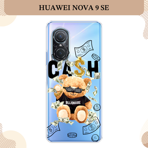 Силиконовый чехол Cash медвежонка на Huawei Nova 9 SE / Хуавей Нова 9 SE, прозрачный