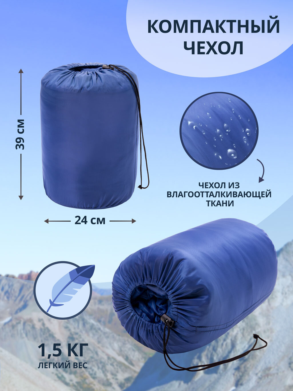 Спальный мешок (спальник туристический) Saimaa Comfort 200XL (235см) , синий