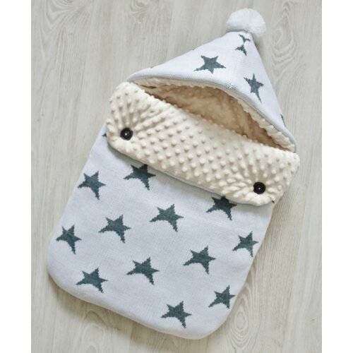 Конверт вязаный, Grey Stars, зимний, на выписку/прогулку
