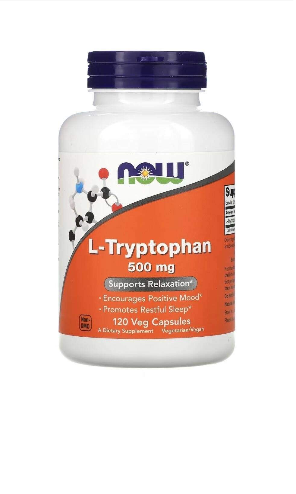 Аминокислота L-Триптофан NOW L-Tryptophan 500 mg 120 капсул