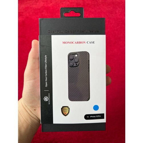 Monocarbon Чехол Carbon Fiber для iPhone 15 Pro с MagSafe, синий