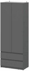 Шкаф Денвер 2-х створчатый с 2 ящиками, цвет Графит серый 80,1х205,2х46,2 см