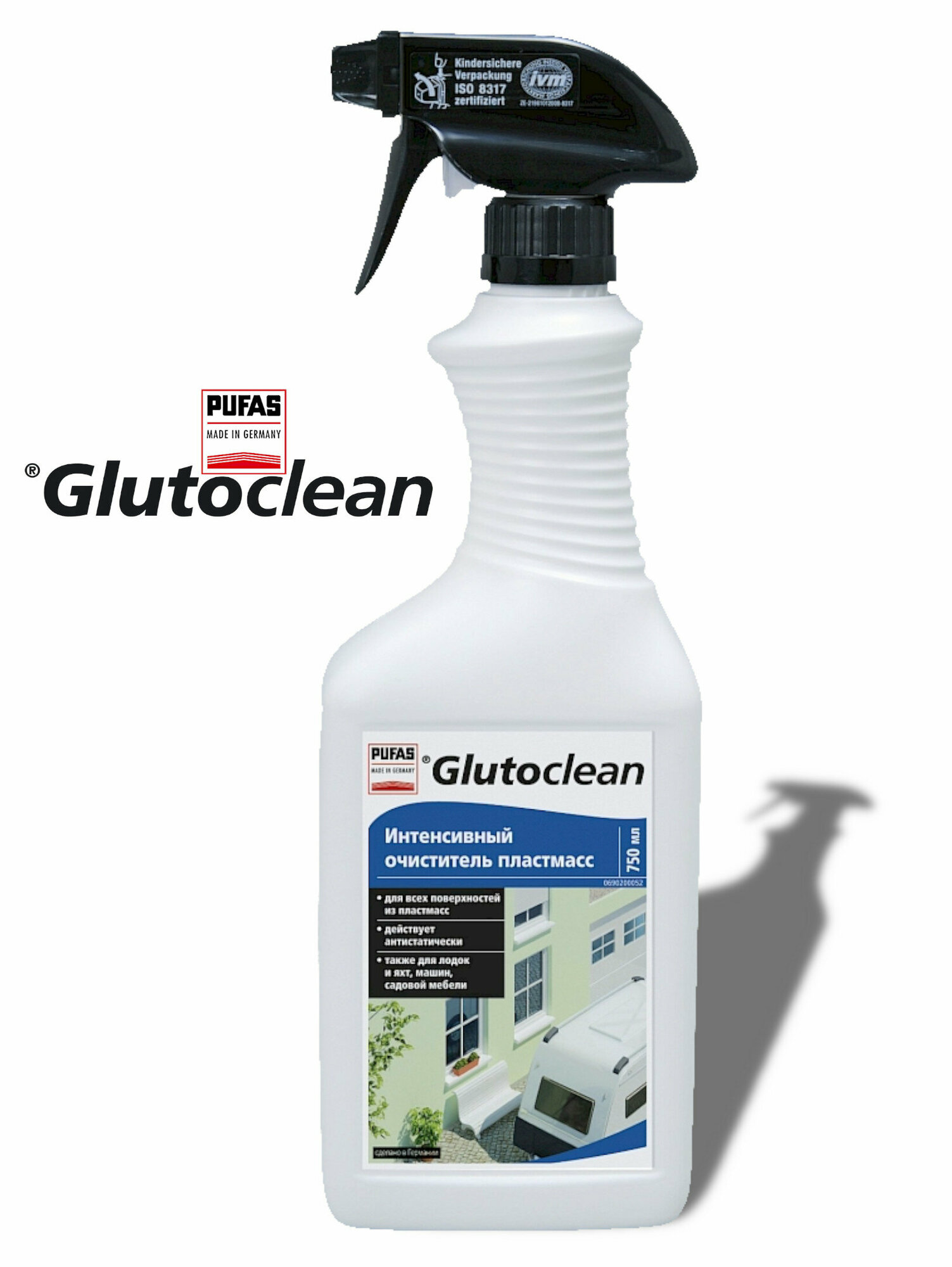 Интенсивный очиститель пластмасс, Pufas Glutoclean Kunststoff Intensiv Reiniger, 750 мл.