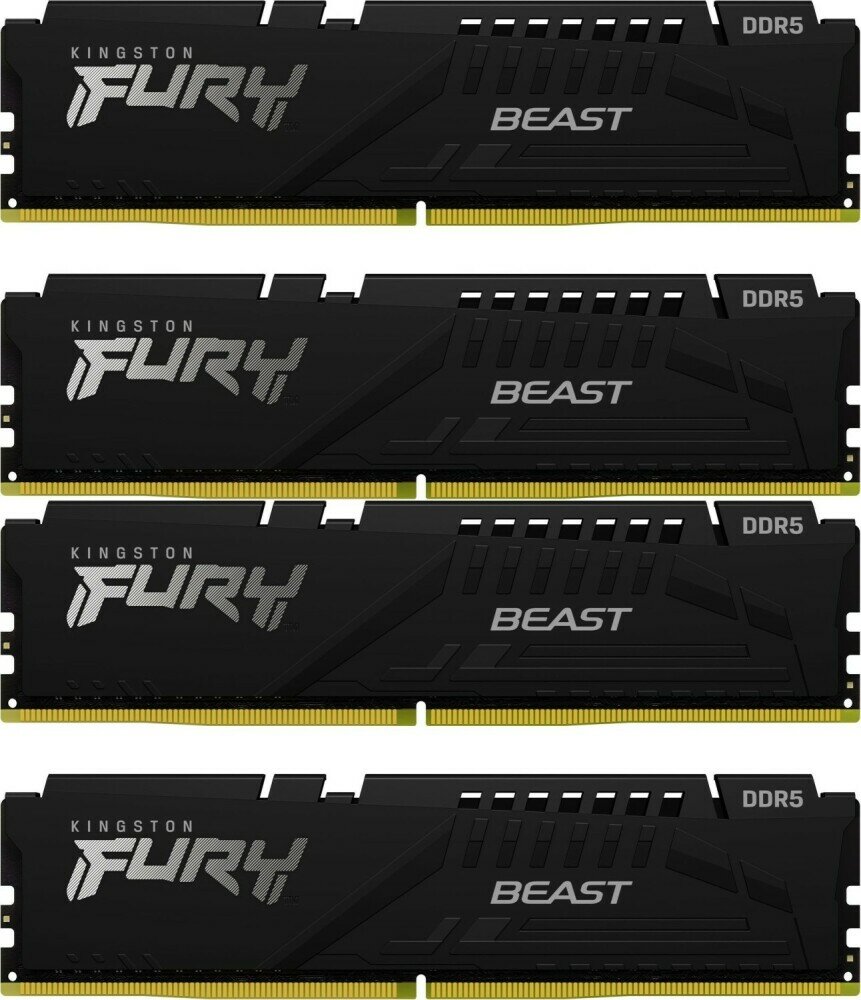 Оперативная память 64Gb DDR5 6000MHz Kingston Fury Beast (4x16Gb KIT) (KF560C40BBK4-64)