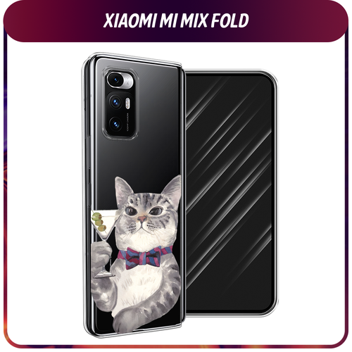 Силиконовый чехол на Xiaomi Mi Mix Fold / Сяоми Ми Микс Фолд Кот джентльмен, прозрачный