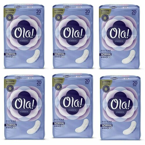 Ola CLASSIC Гигиенические женские прокладки Soft, толстые, 20 шт,6 упаковок