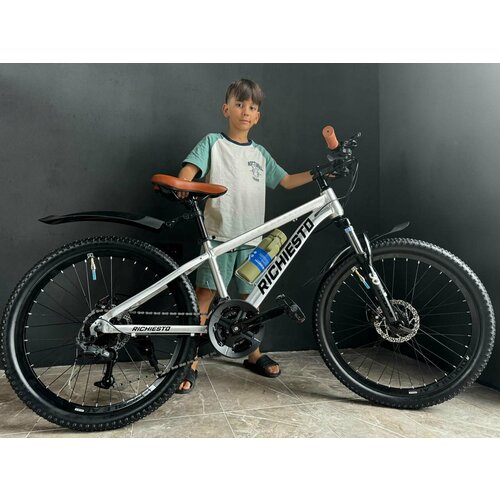 Велосипед RICHIESTO 24 Алюминиевая рама 14 Горный Для детей и подростков Для девочек Спортивный серебро с коричневым 2399000₽