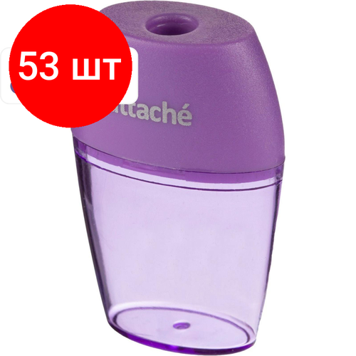 Комплект 53 штук, Точилка Attache Bright Colours 1 отв, цветной контейнер, ассорти attache зажимы для бумаг bright colours 25 мм 1384138 12 шт ассорти