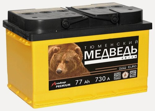 Изображение товара Аккумулятор автомобильный Тюменский медведь 77 А/ч 730 А обр. пол. Евро авто (278х175х190) 6СТ-77VLA