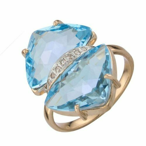 Кольцо ALORIS, красное золото, 585 проба, топаз, фианит, размер 18