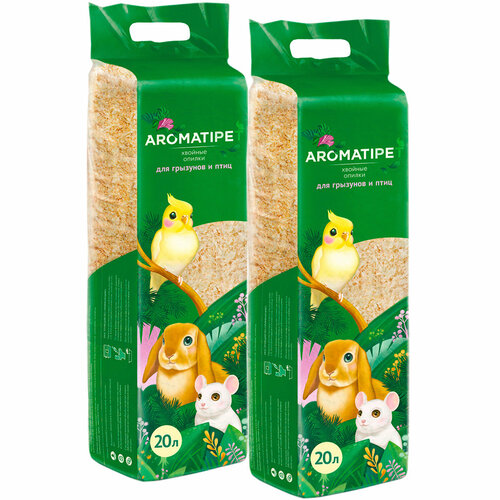 AromatiPet опилки хвойные для грызунов и птиц 20 л (20 + 20 л) древесный наполнитель aromatipet для грызунов и птиц 15л