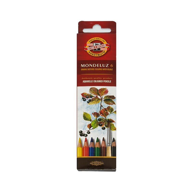 Акварельные карандаши KOH-I-NOOR Hardtmuth Заточенные, 6 цветов, 2-й сорт, в картонной коробке