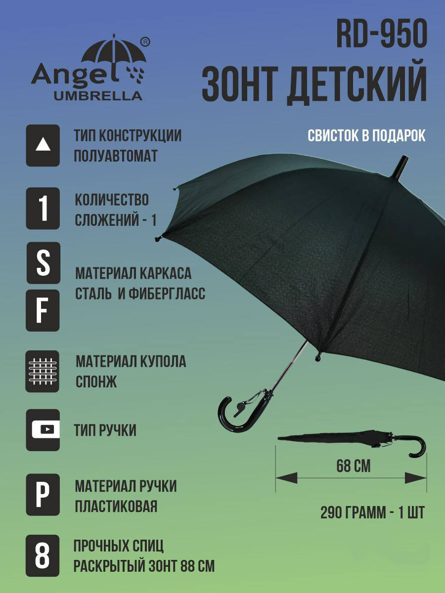 Зонт-трость черный 