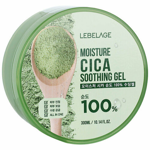 Гель для лица и тела с экстрактом центеллы азиатской Lebelage Moisture Cica Purity 100% Soothing Gel, 300 мл клоран крем гель для тела увлажняющий с экстрактом пиона 200мл