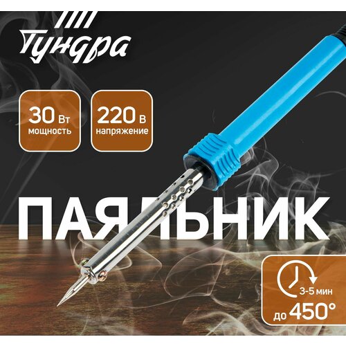 Паяльник тундра пластиковая рукоятка 30 Вт 220 В 600₽