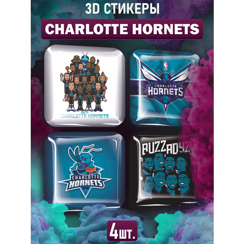 Наклейки на телефон 3D стикеры Charlotte Hornets Шарлотт Хорнетс