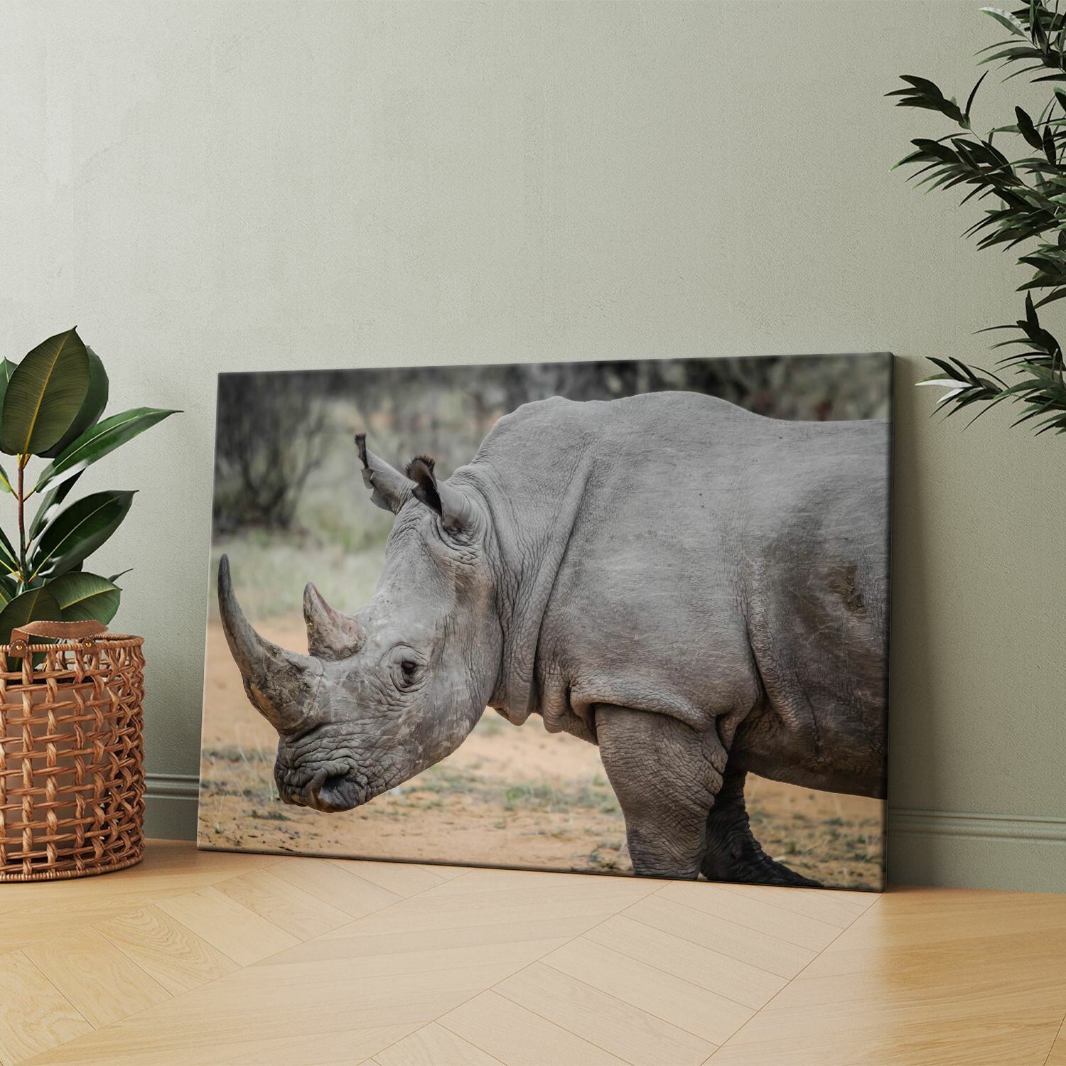 Картина на холсте (Африканский носорог) 40x60 см. Интерьерная, на стену.