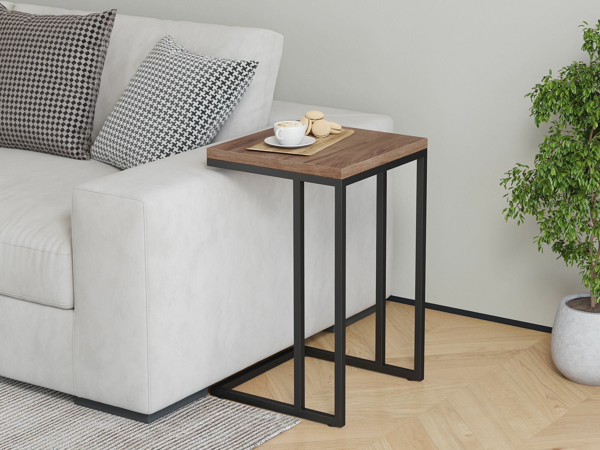 фото Столик приставной Айсберг Лофт Черный/дуб крафт табак