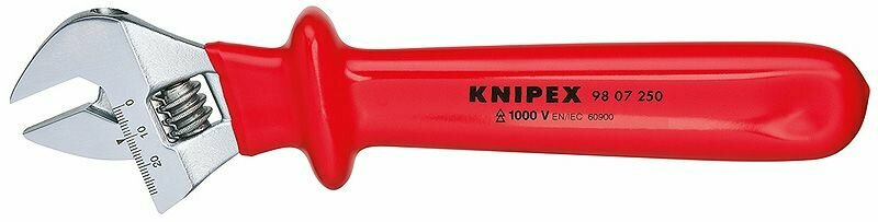 Ключ разводной KNIPEX VDE, зев 30 мм, длина 260 мм, диэлектрический KN-9807250 — фото 1