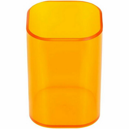Подставка-стакан для канцелярии СТАММ Фаворит, пластик, квадратная, оранжевая