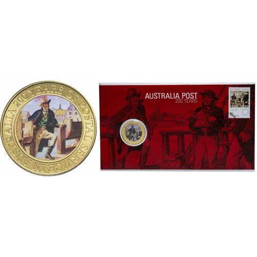 Австралия 1 доллар, 2009 200 лет почтой службе Австралии конверт и марка