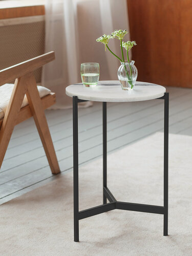 Изображение товара Столик кофейный ODRI, черный, столешница мрамор