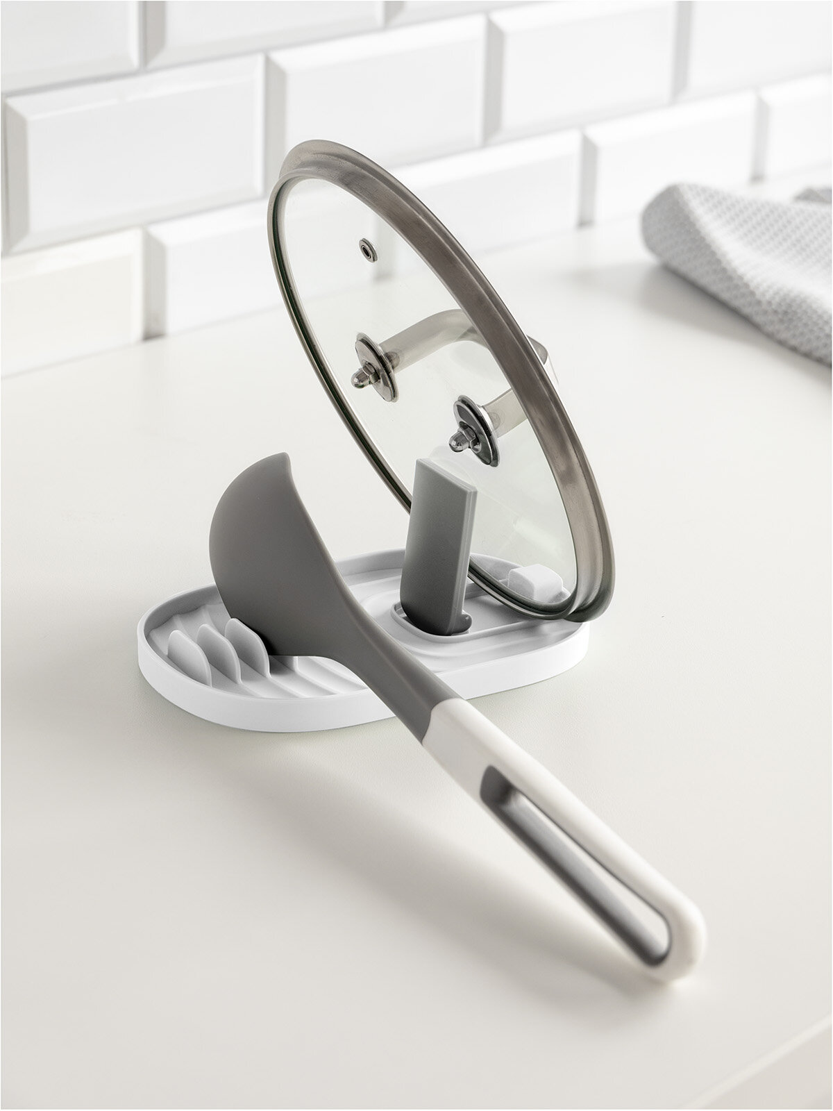 фото Кухонный органайзер (подставка для кухонных принадлежностей) 11,5x18x2,2, полипропилен, белый