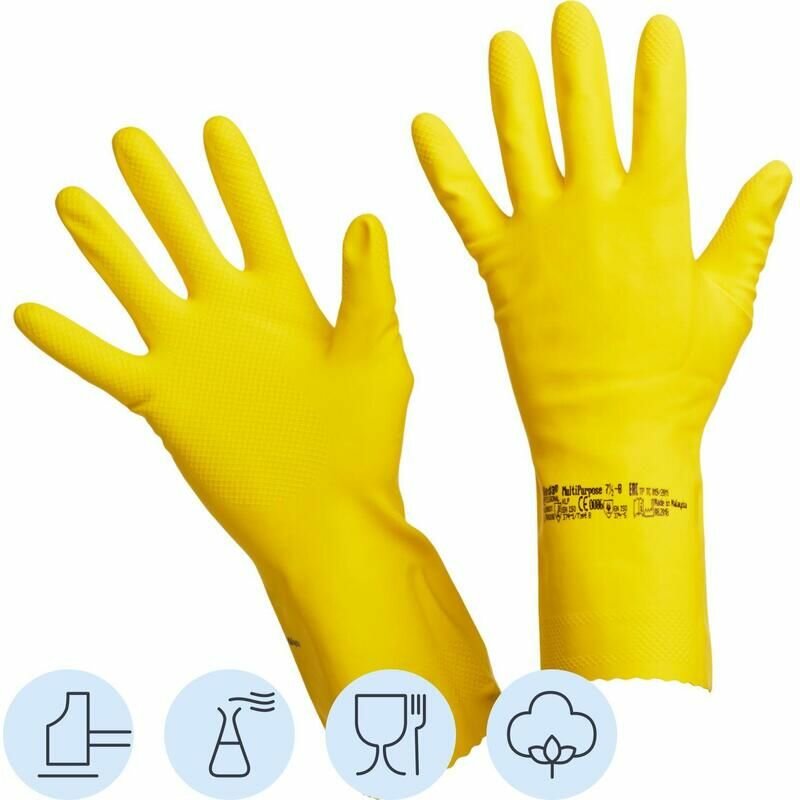 Особопрочные резиновые перчатки размер 8 (М) желтые Vileda Professional