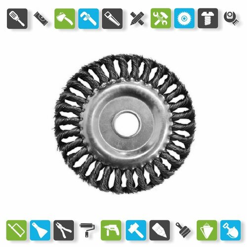 Щетка-крацовка Biber 70984 дисковая витая 175 мм с переходником 2292₽