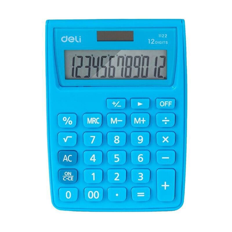 Калькулятор карманный Deli E1122, 12-р, дв. пит, 120х86мм, голубой