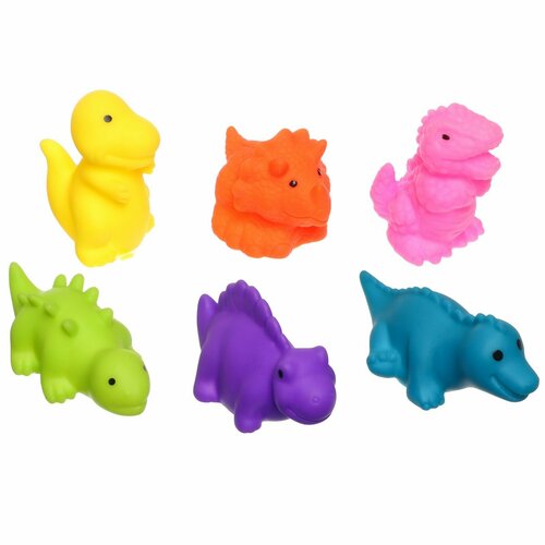 фото Набор резиновых игрушек для ванны «купание с динозаврами», 6 шт, виды микс, крошка я