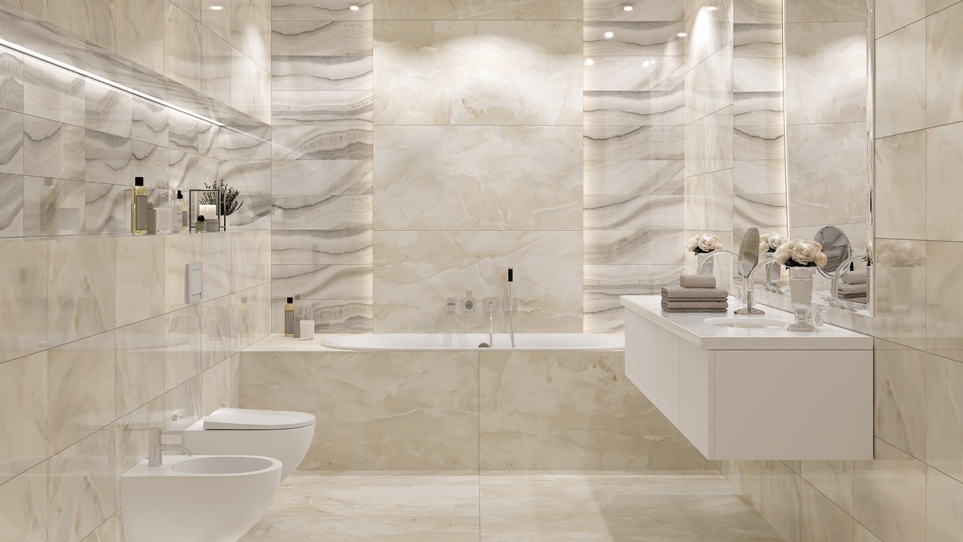 Керамогранит Kerranova Onice Pearl Lapp. 60x120 K-90/LR/600x1200 под камень морозостойкая