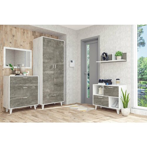 Комплект мебели для прихожей Эго МС композиция 8 Бетон СветлыйКамень Темный 31986₽