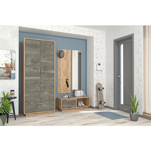 Комплект мебели для прихожей Эго МС ПД композиция 10 Дуб Крафт ЗолотойКамень Темный 21924₽