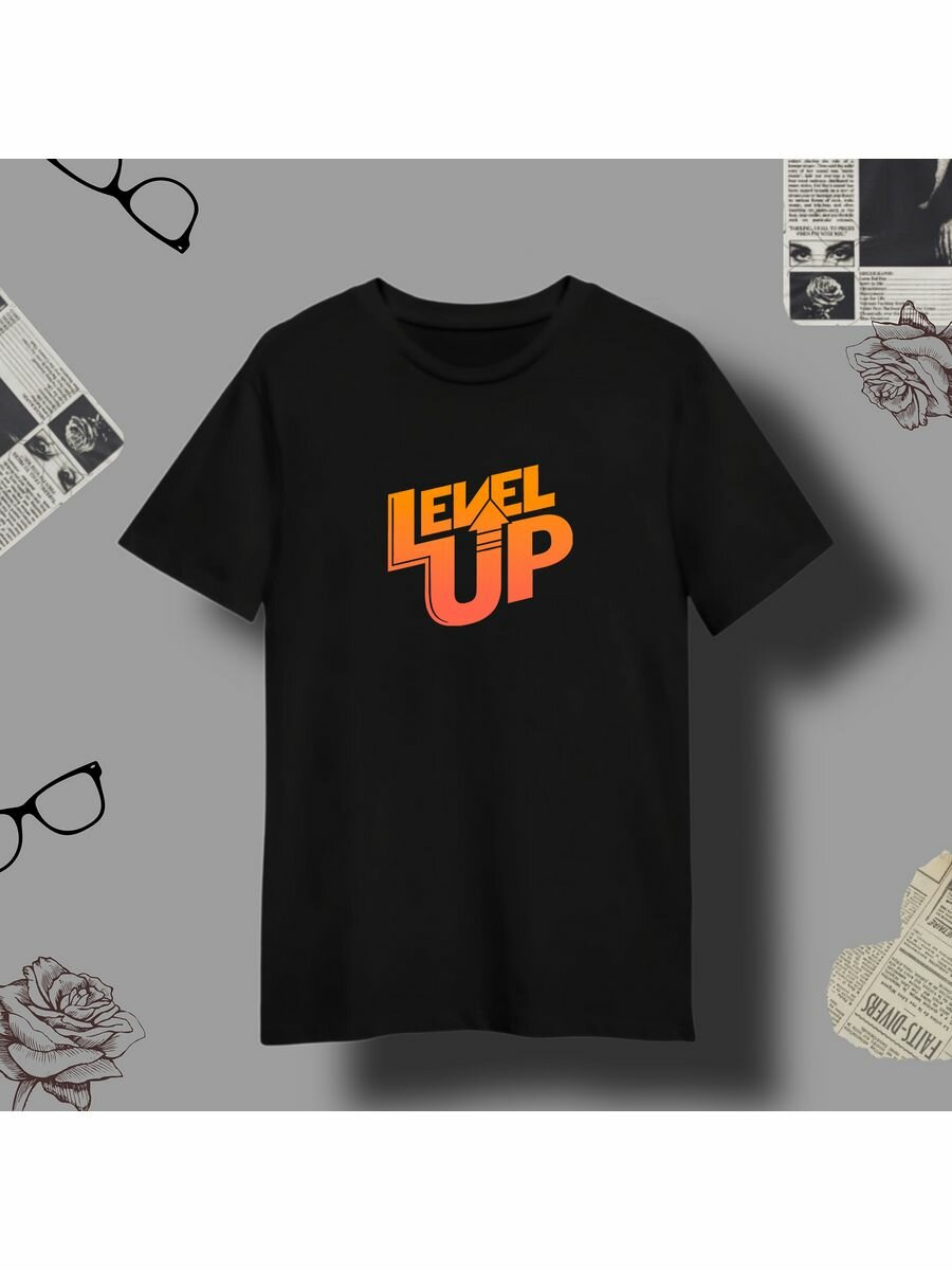 Футболка надпись level up уровень выше