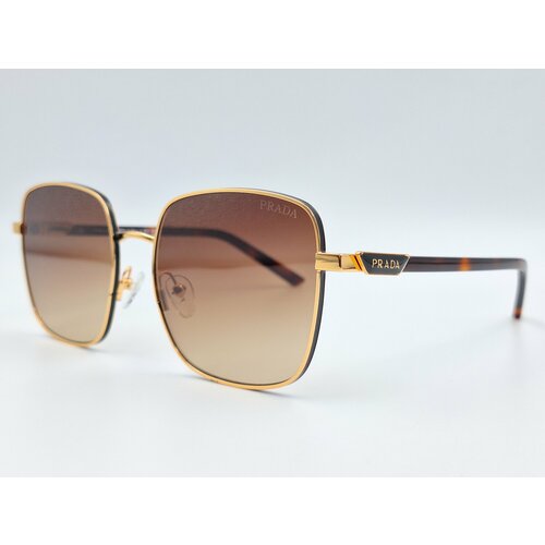 очки солнцезащитные очки prada 01o 2au 6e1 Солнцезащитные очки Prada, коричневый, золотой