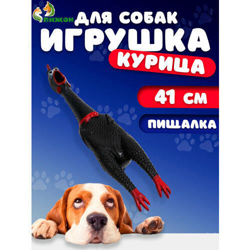 Игрушка пищащая Задумчивая курица XL для собак, 41 см, чёрная