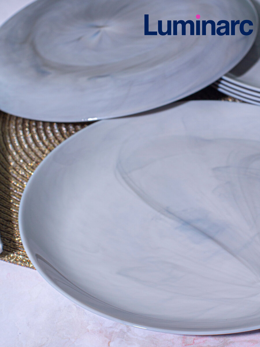 Тарелка обеденная стеклянная Luminarc Diwali Marble, 25 см, 1 шт. — фото 1